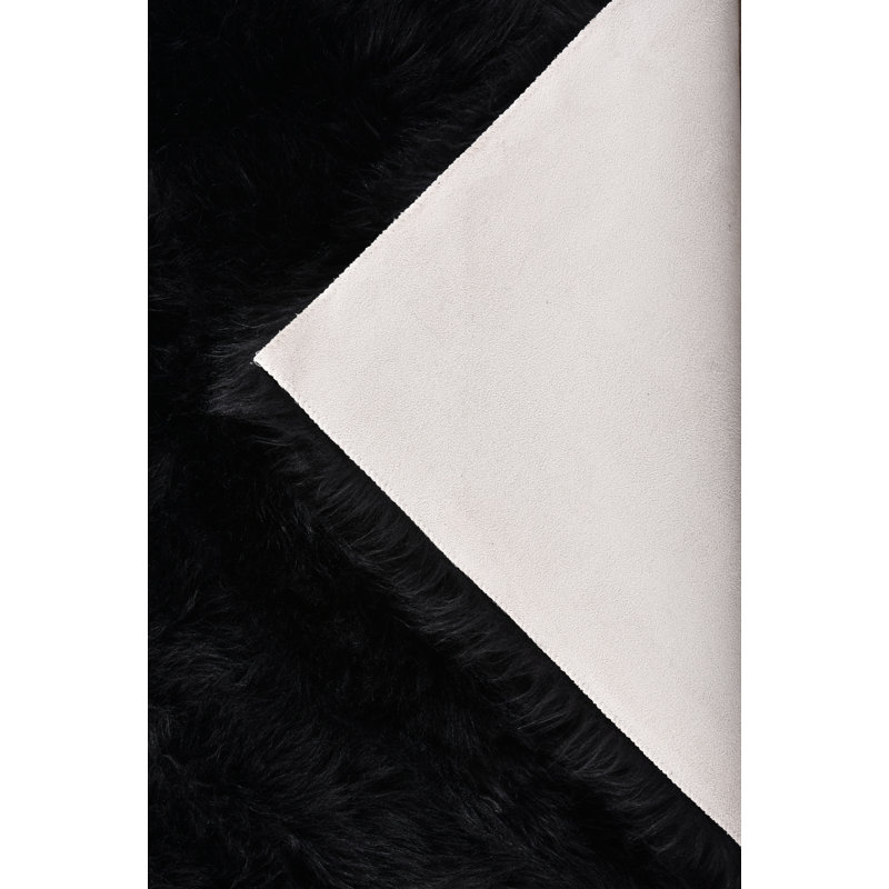 Everly Quinn Jeremial Handmade Faux Sheepskin Black Rug & Reviews Wayfair